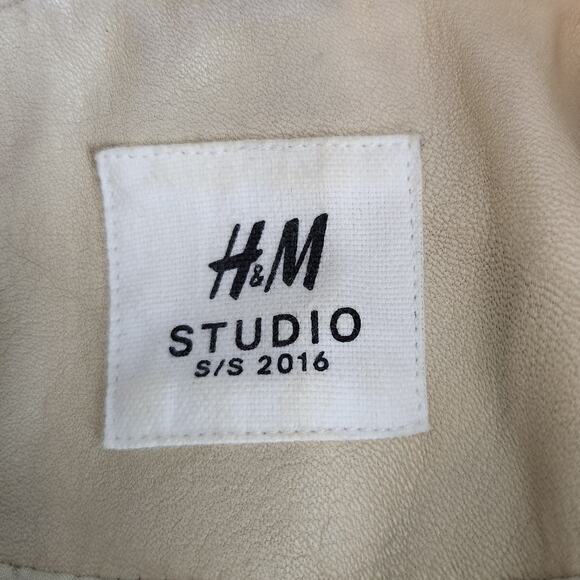 Vintage H&M S/S Studio 2016 Leather Biker Moto Jacket Womens Size 4 - Picture 3 of 12